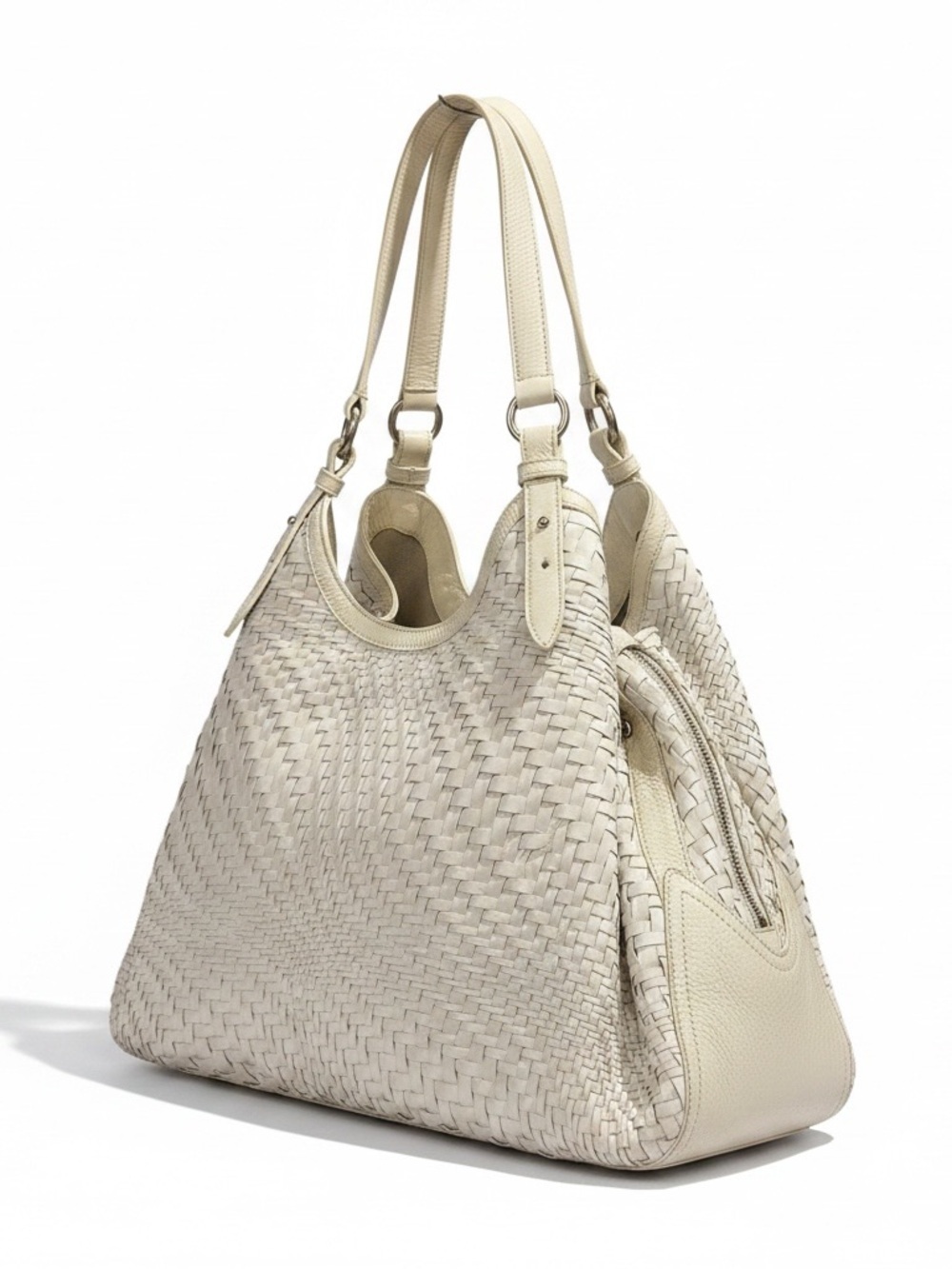 Cole Haan Genevieve Triangle Weave Tote White/Cream